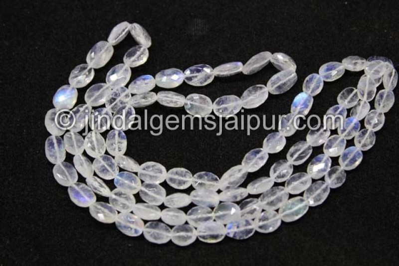 White Rainbow Faceted Oval Shape Beads